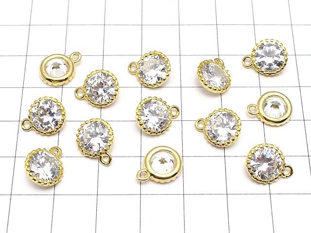 メタルパーツ CZ ラウンドファセットカット チャーム12×9.5×5mm ゴールドカラー 2個 サムネイル4