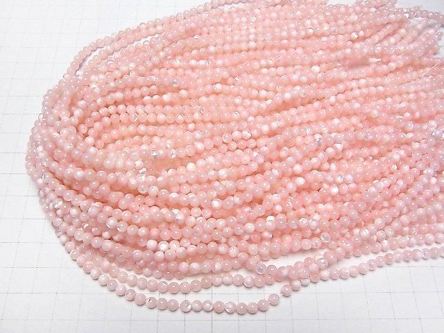 【動画】マザーオブパール ピンク ラウンド4mm 1連(約37cm) サムネイル4