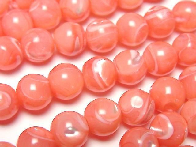 【動画】マザーオブパール ピンク ラウンド8.5mm 1連(約38cm)の画像