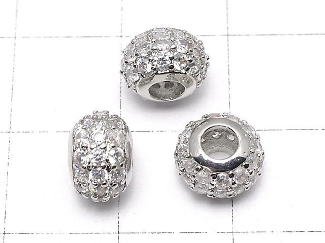 メタルパーツ ロンデル8×8×5.5mm シルバーカラー(CZ付) 1個 サムネイル2