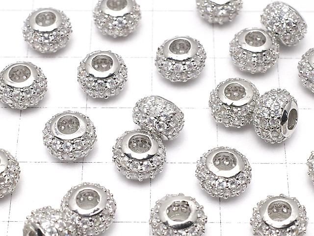 メタルパーツ ロンデル8×8×5.5mm シルバーカラー(CZ付) 1個 サムネイル3