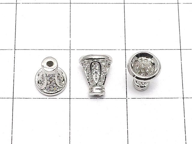 メタルパーツ コーン7×6mm シルバーカラー(CZ付) 2個 サムネイル2