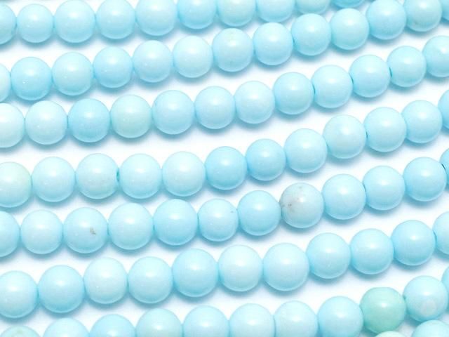【動画】マグネサイトターコイズ ライトブルーカラー ラウンド4mm 1連(約38cm)の画像
