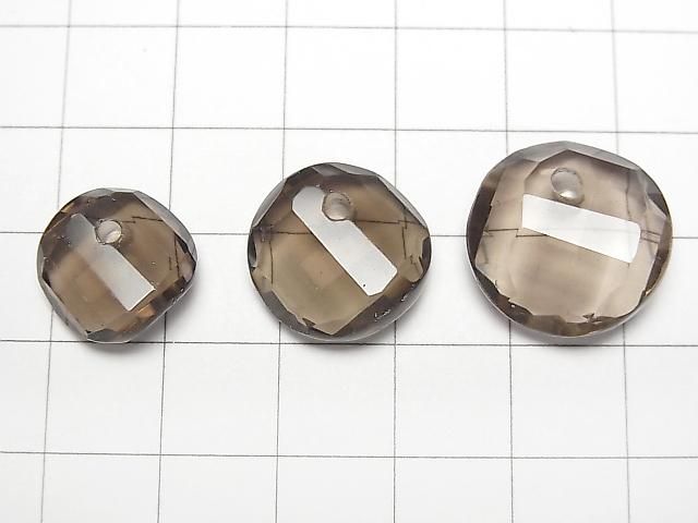 【動画】スモーキークォーツAAA- ツイスト×多面コインカット 【14mm】【16mm】【18mm】 5粒 サムネイル2