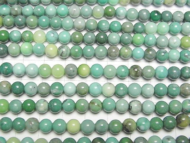 【動画】天然色グリーンカルセドニー ラウンド6mm 半連/1連(約38cm) サムネイル3