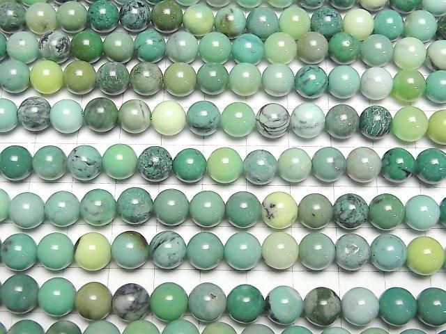 【動画】天然色グリーンカルセドニー ラウンド8mm 半連/1連(約38cm) サムネイル3