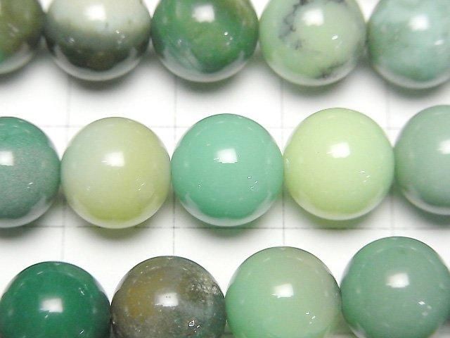 【動画】天然色グリーンカルセドニー ラウンド10mm 半連/1連(約36cm) サムネイル2