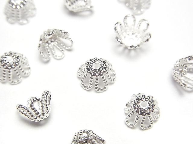 メタルパーツ ビーズキャップ7×7×3.5mm シルバーカラー 10個の画像