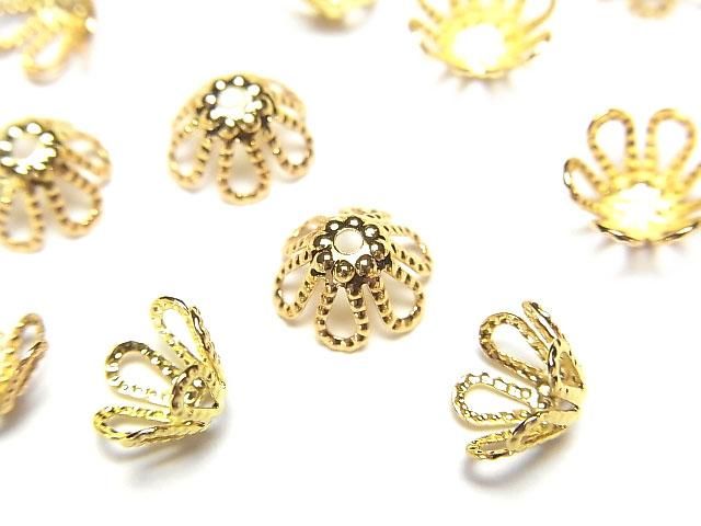 メタルパーツ ビーズキャップ7×7×3.5mm ゴールドカラー 10個の画像