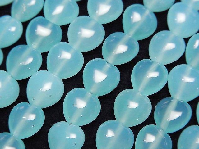 【動画】シーブルーカルセドニーAAA 縦穴ハート8×8mm 1/4連~1連(約38cm)の画像