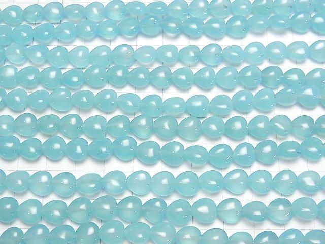 【動画】シーブルーカルセドニーAAA 縦穴ハート8×8mm 1/4連~1連(約38cm) サムネイル3