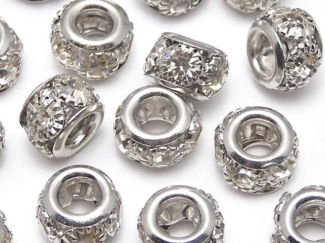 メタルパーツ ロンデル8×8×5mm 【クリア×シルバー】 10個の画像