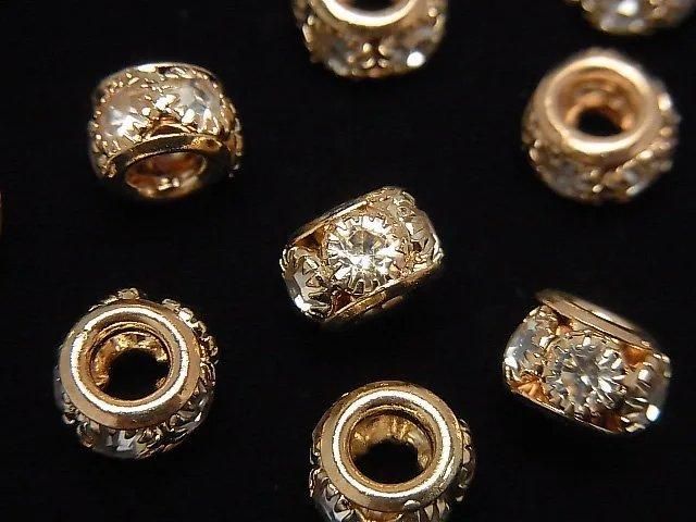 メタルパーツ ロンデル8×8×5mm 【クリア×ゴールド】 10個の画像