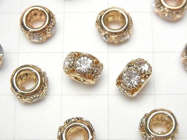 メタルパーツ ロンデル8×8×5mm 【クリア×ゴールド】 10個 サムネイル2