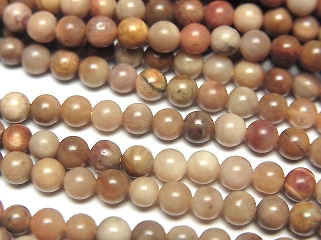 ペトリファイドウッド(珪化石) ラウンド4mm 1連(約36cm)の画像