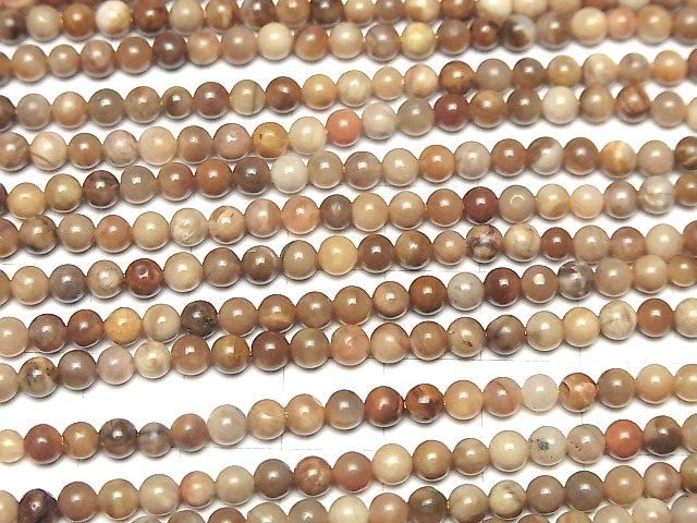 ペトリファイドウッド(珪化石) ラウンド4mm 1連(約36cm) サムネイル3