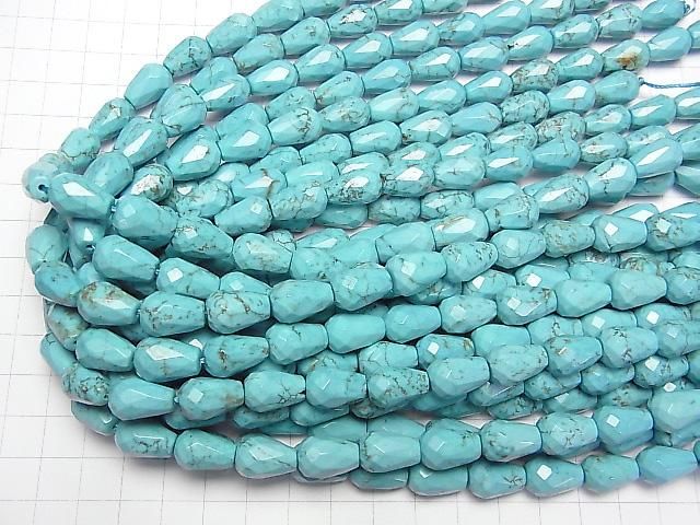 【動画】マグネサイトターコイズ 縦穴ドロップカット14×10×10mm 1連(約36cm) サムネイル4