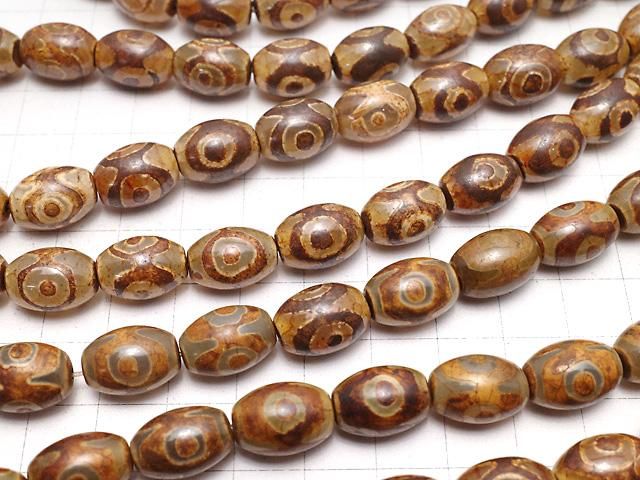 三眼天珠(さんがんてんじゅ) ライス14×10×10mm レッドブラウン 1連(約32cm) サムネイル3