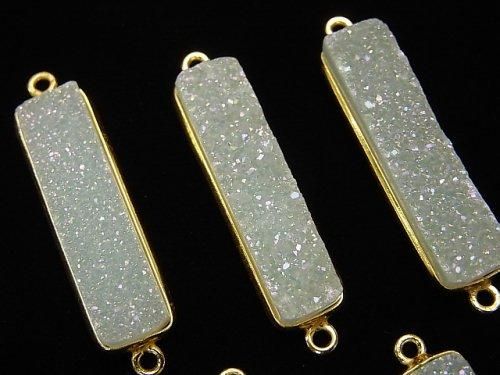 【動画】ドゥルージーアゲート レクタングル 両カン30×8mm ABコーティング 18KGP製 1個の画像