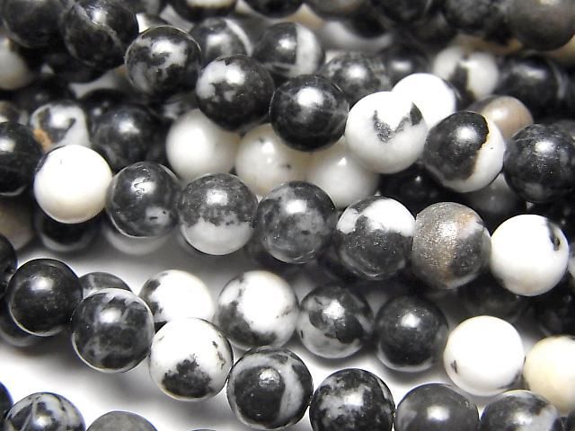 【動画】ゼブラジャスパー ラウンド6mm 1連(約37cm)の画像