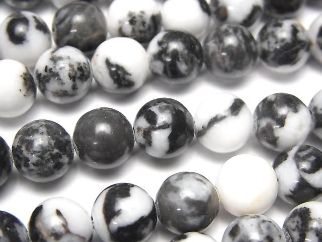 【動画】ゼブラジャスパー ラウンド8.5mm 1連(約36cm)の画像
