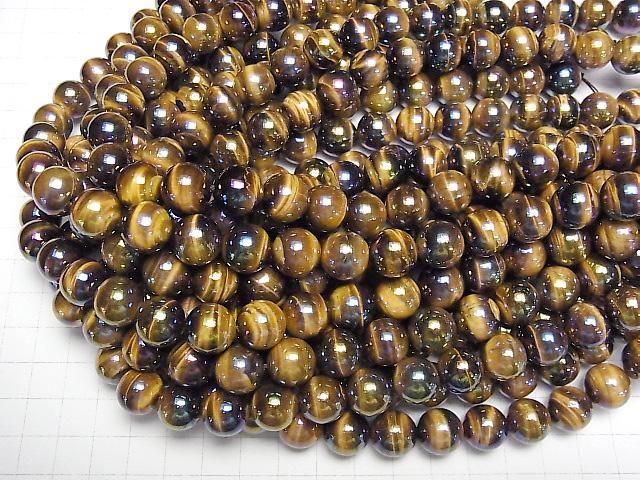 【動画】フラッシュ・イエロータイガーアイ ラウンド12mm 半連/1連(約35cm) サムネイル4