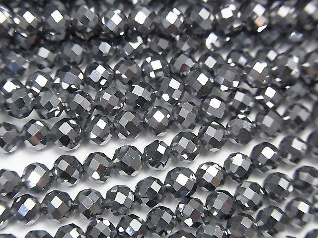 【動画】【素晴らしい輝き】2本980円!高純度テラヘルツ鉱石 32面ラウンドカット4mm 1連(約36cm)の画像