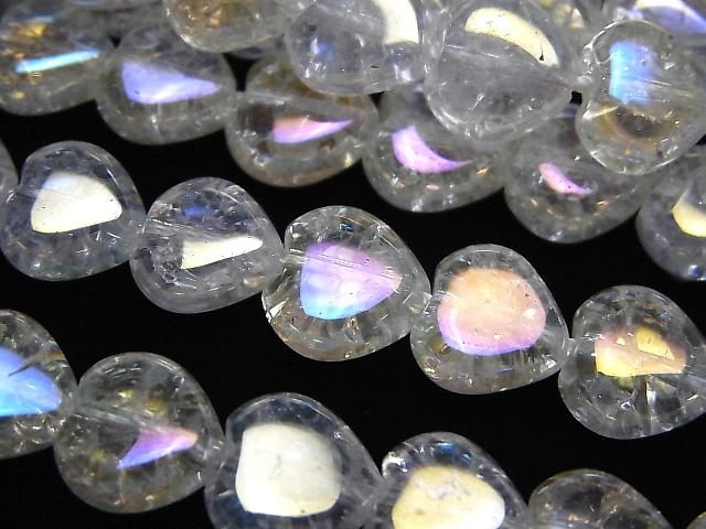 【動画】クラック入りアクアクリスタル 縦穴ハート10×10×6mm 半連/1連(約38cm)の画像