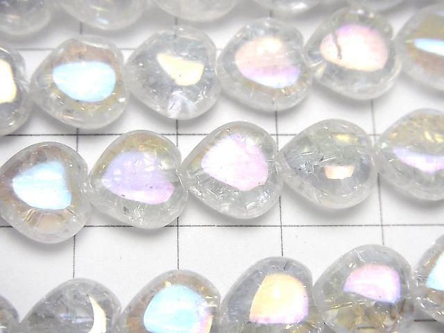 【動画】クラック入りアクアクリスタル 縦穴ハート10×10×6mm 半連/1連(約38cm) サムネイル2