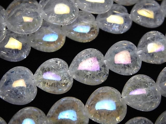 【動画】クラック入りアクアクリスタル 縦穴ハート12×12×6mm 半連/1連(約36cm)の画像