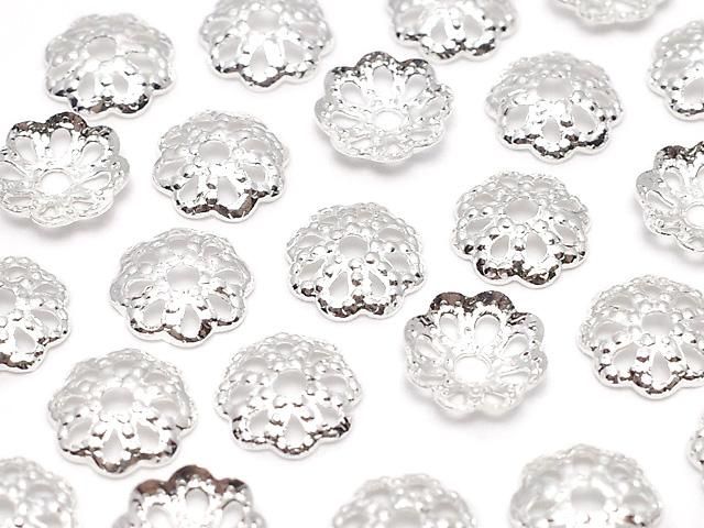 メタルパーツ ビーズキャップ6×6×1.3mm シルバーカラー 10個の画像