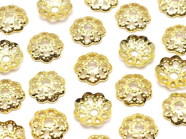 メタルパーツ ビーズキャップ6×6×1.3mm ゴールドカラー 10個の画像