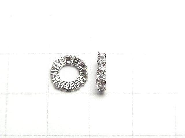 メタルパーツ ロンデル9×9×2mm シルバーカラー(CZ付) 3個 サムネイル2