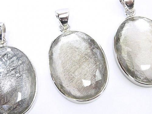 【動画】メテオライト 縁カット入りペンダントトップ32×24×7mm SILVER925製の画像