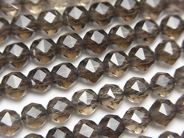 【素晴らしい輝き】スモーキークォーツAAA スターラウンドカット6mm 1/4連~1連(約38cm)の画像