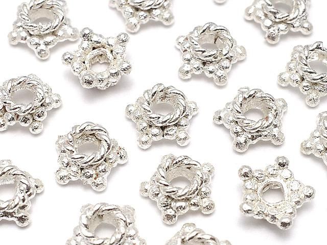 コッパー(銅) ビーズキャップ8×8×4mm シルバーコーティング 1/4連~1連(約18cm)の画像