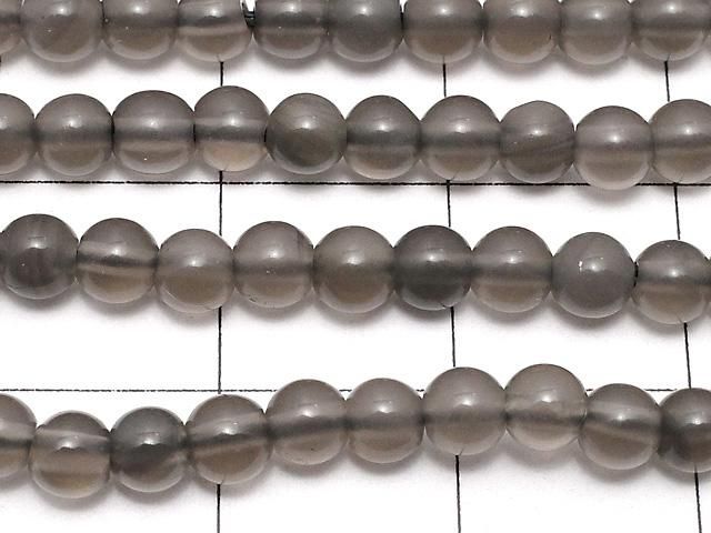 メキシコ産ブラックアイスオブシディアンAAA ラウンド4mm 1連(約37cm) サムネイル2