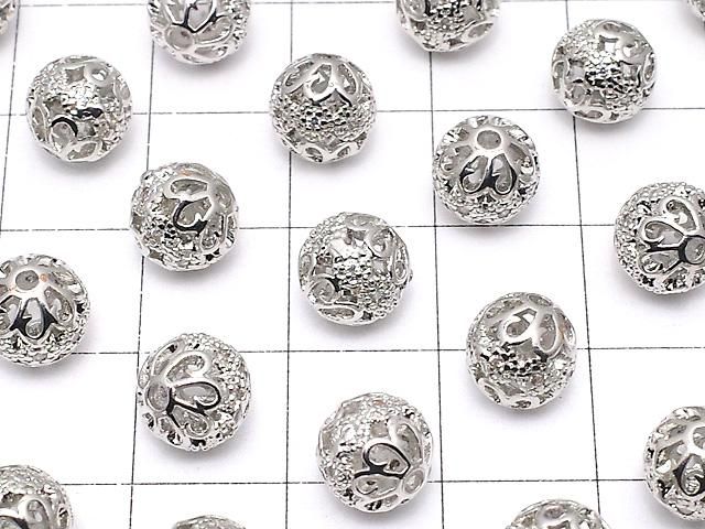 メタルパーツ 透かし模様入り ラウンド6・8・10mm シルバーカラー(CZ付き) 1個 サムネイル3