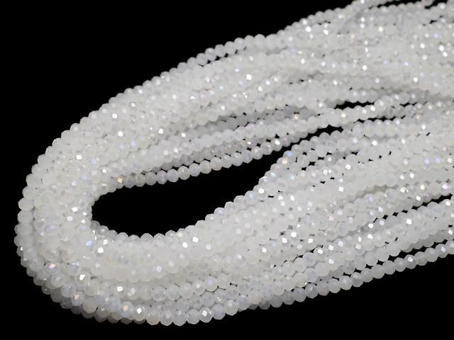 ガラスビーズ ボタンカット3.5×3.5×3mm ホワイトNO.2AB 1連(約34cm) サムネイル4