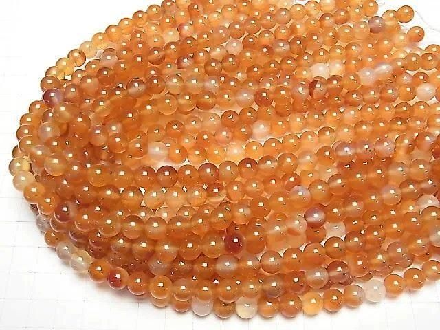 【動画】ミックスカーネリアン ラウンド8mm 1連(約34cm) サムネイル4