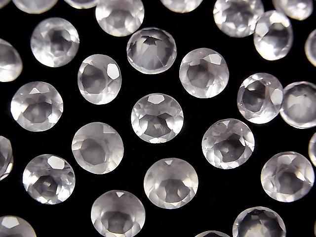 【動画】宝石質ローズクォーツAAA ルース ラウンドファセットカット6×6mm 5粒の画像