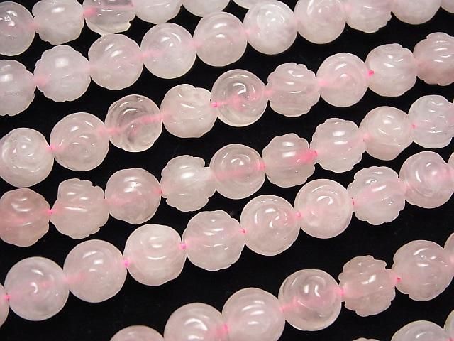 【動画】ローズクォーツAA++ ラウンドローズ(薔薇)カット12mm 半連/1連(約36cm) サムネイル3