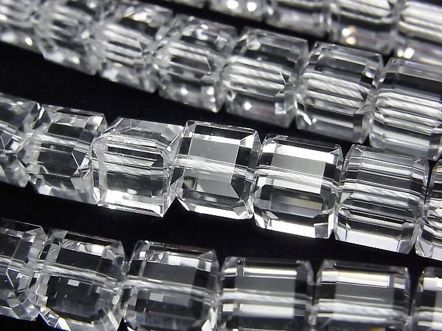 【動画】【素晴らしい輝き】クリスタルAAA キューブカット8×8×8mm 半連/1連(約37cm)の画像