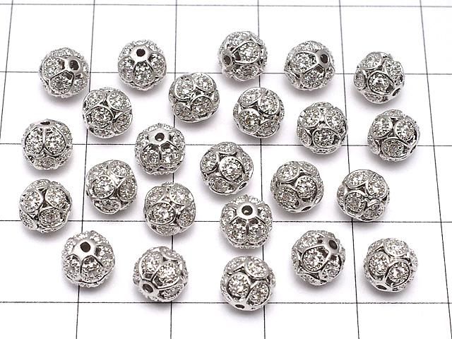 メタルパーツ 透かし模様入り ラウンド6mm シルバーカラー(CZ付き) 1個 サムネイル4