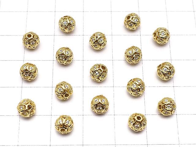 メタルパーツ 透かし模様入り ラウンド6mm ゴールドカラー(CZ付き) 1個 サムネイル4