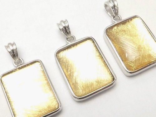 メテオライト レクタングルペンダントトップ18×13×6mm イエローゴールド SILVER925製の画像