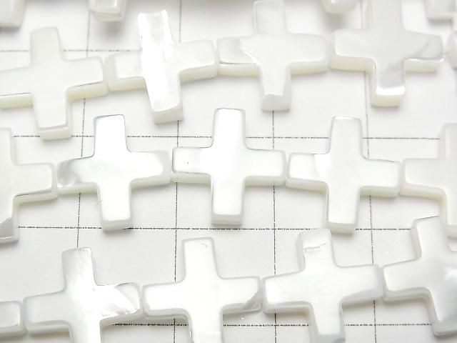 【動画】マザーオブパール ホワイト クロス(十字架)12×12mm 1連(約36cm) サムネイル2