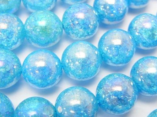 フラッシュ ライトブルーカラークラッククリスタル ラウンド12mm 半連/1連(約36cm)の画像