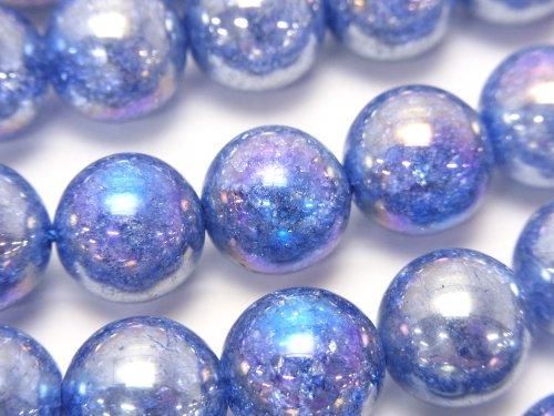 フラッシュ ブルーカラークラッククリスタル ラウンド12mm 半連/1連(約35cm)の画像