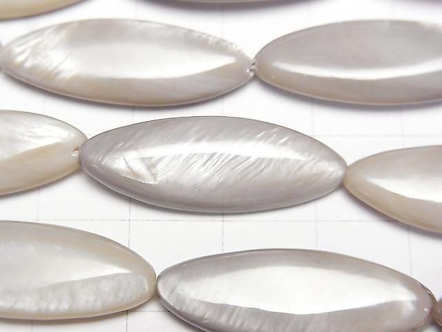 【動画】グレージュカラーシェル 縦長マーキス29×10×4mm 1連(約33cm) サムネイル2